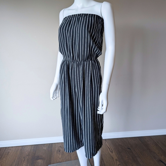 Don't Ask Why Striped Jumpsuit - Black & White - Picture 2 of 10